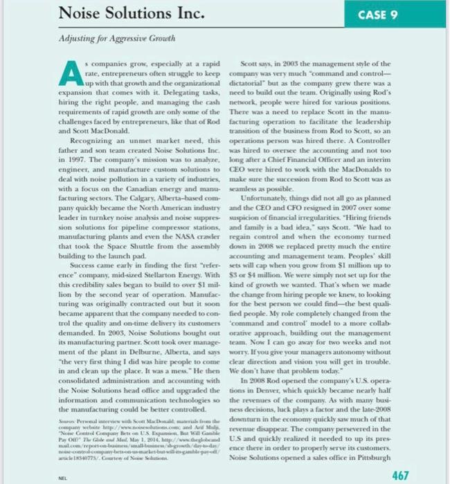 case study:- noise solution Inc. please answer