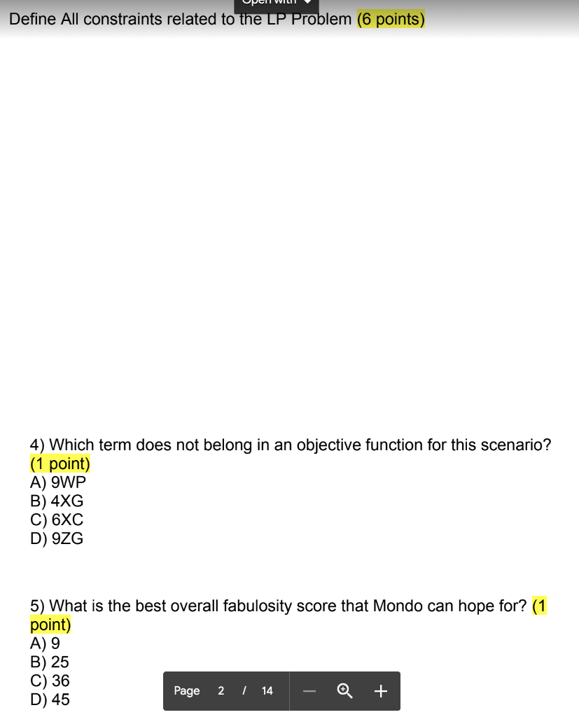 Define All constraints related to the LP Problem