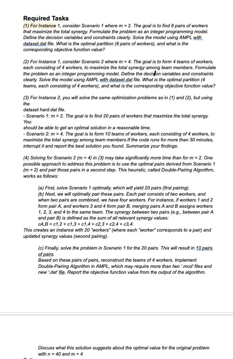 Required Tasks ( 1 ) For Instance 1 , consider