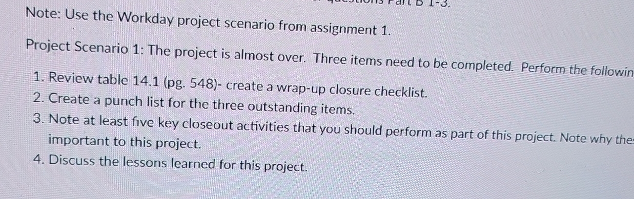 Note: Use the Workday project scenario from