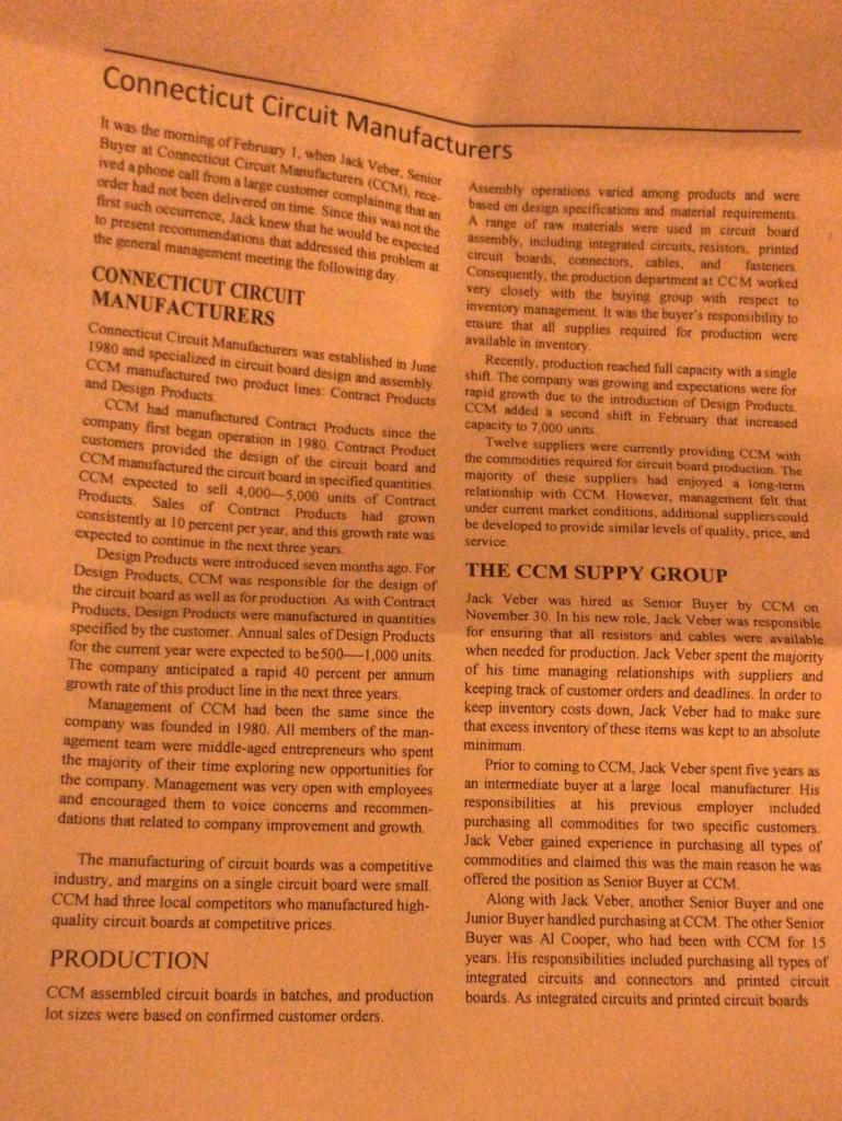 QUESTONS: 1- WHICH COMPONENT SUPPLIERS COULD BE