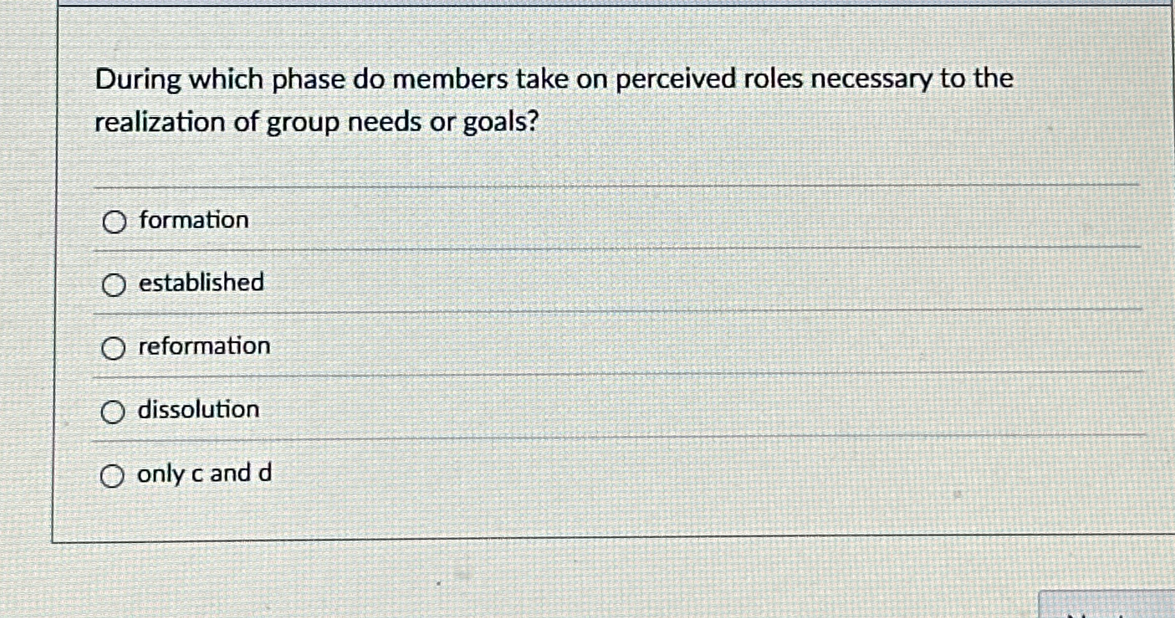 During which phase do members take on perceived