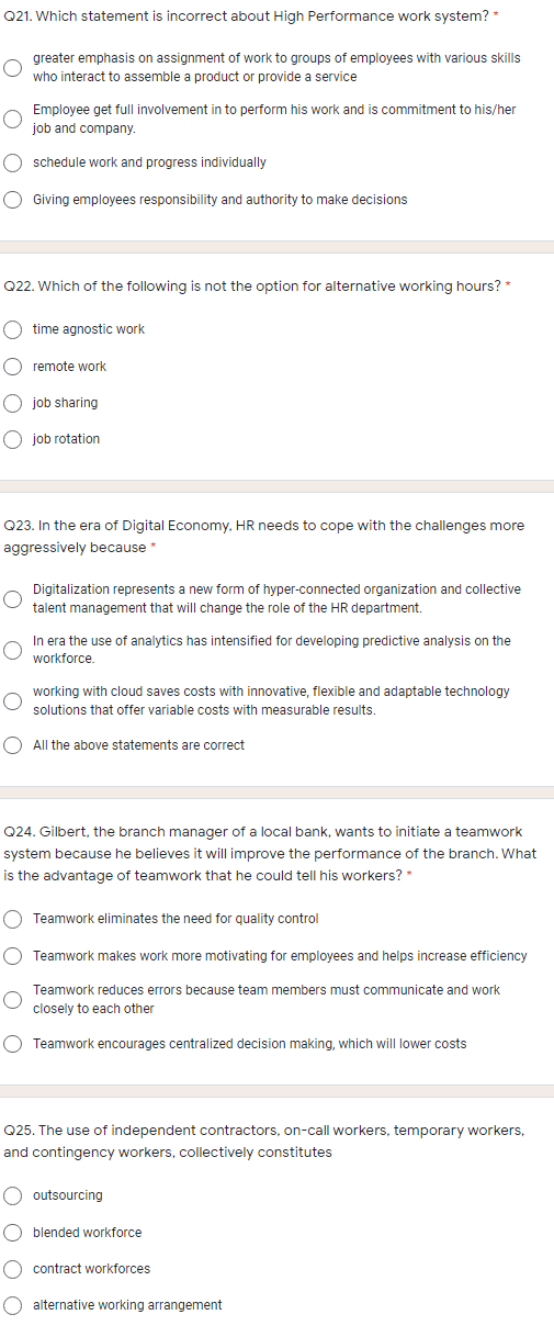 Q21. Which statement is incorrect about High