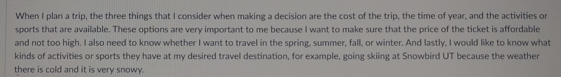 Post to respond to is below TO DO: When planning