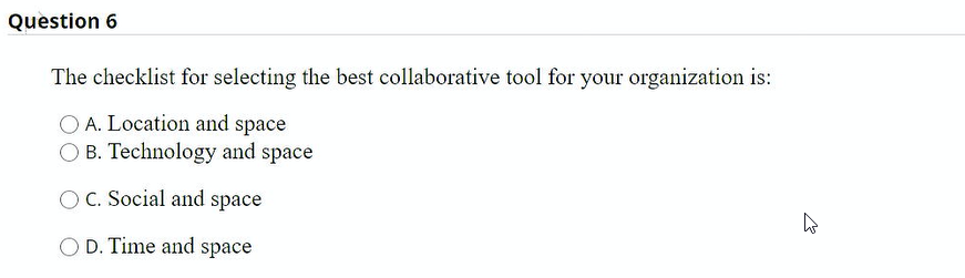 Question 6 The checklist for selecting the best