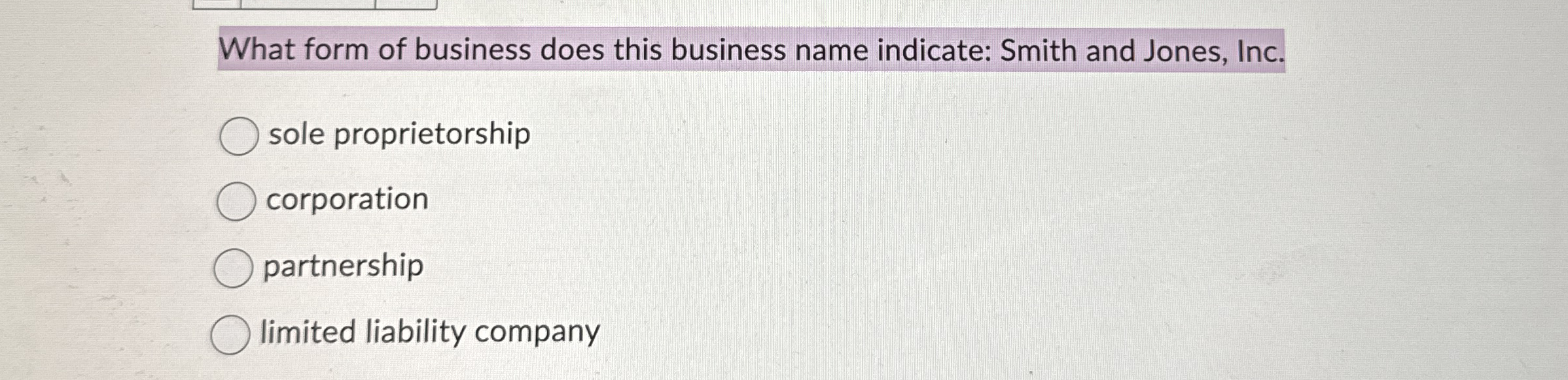 What form of business does this business name