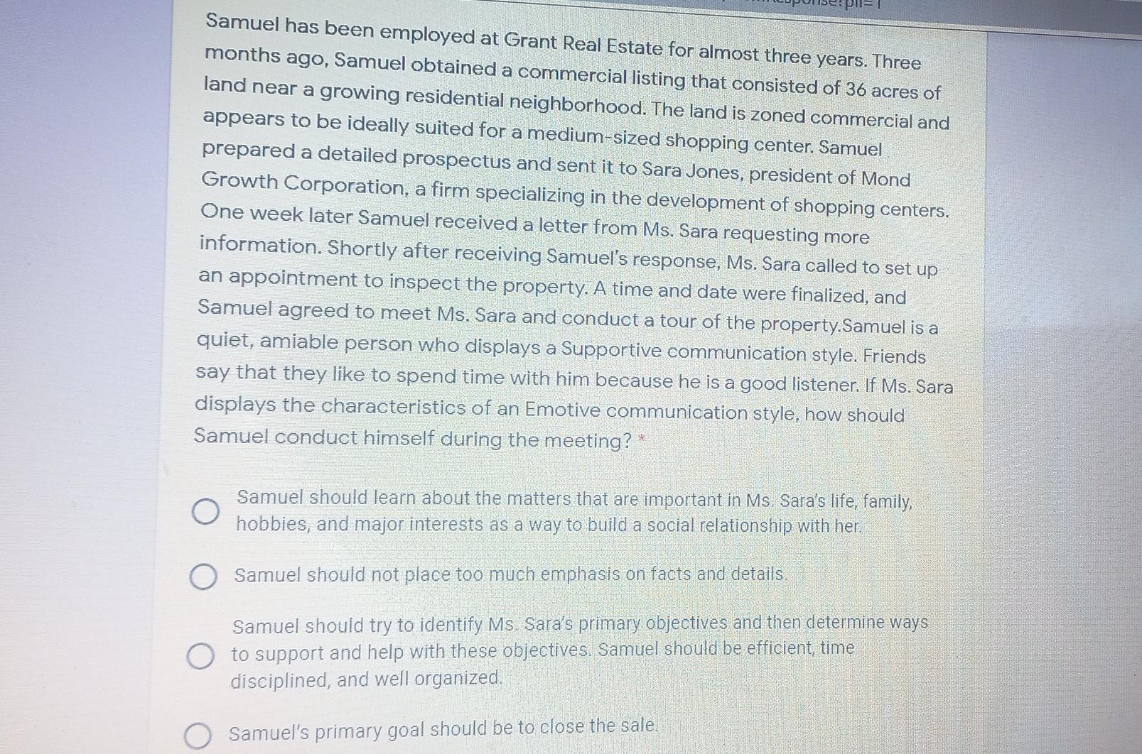 Samuel has been employed at Grant Real Estate for