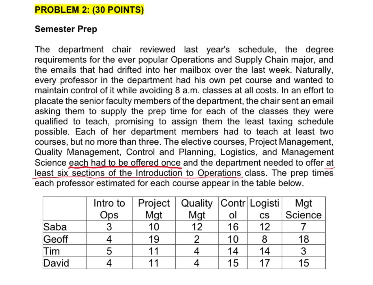 Formulate the mathematical problem a. decision