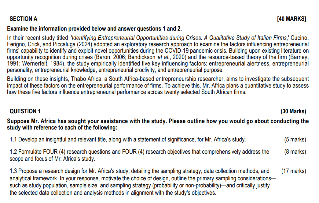 SECTION A [ 4 0 MARKS ] Examine the information