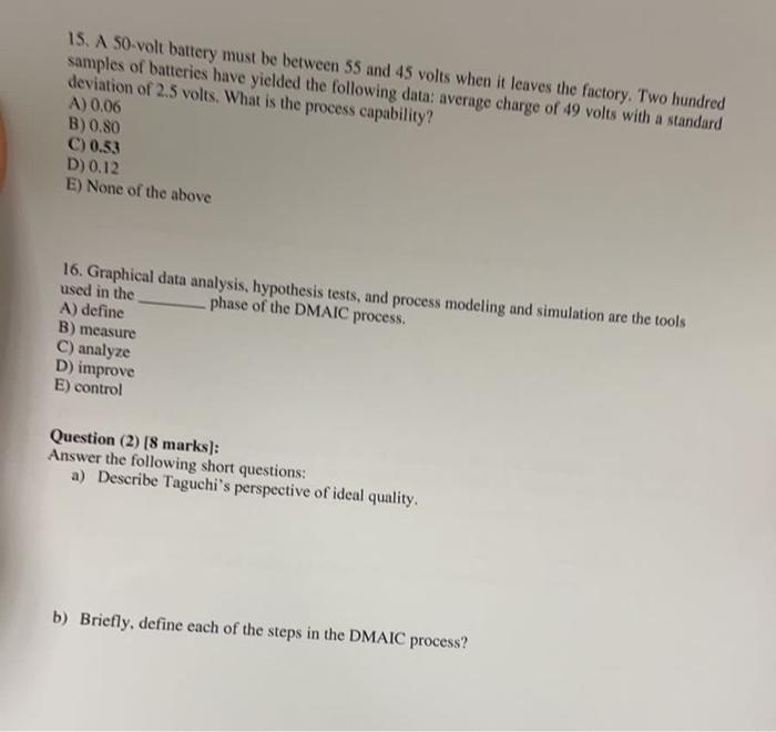 15. A 50 volt battery must be between 55 and 45