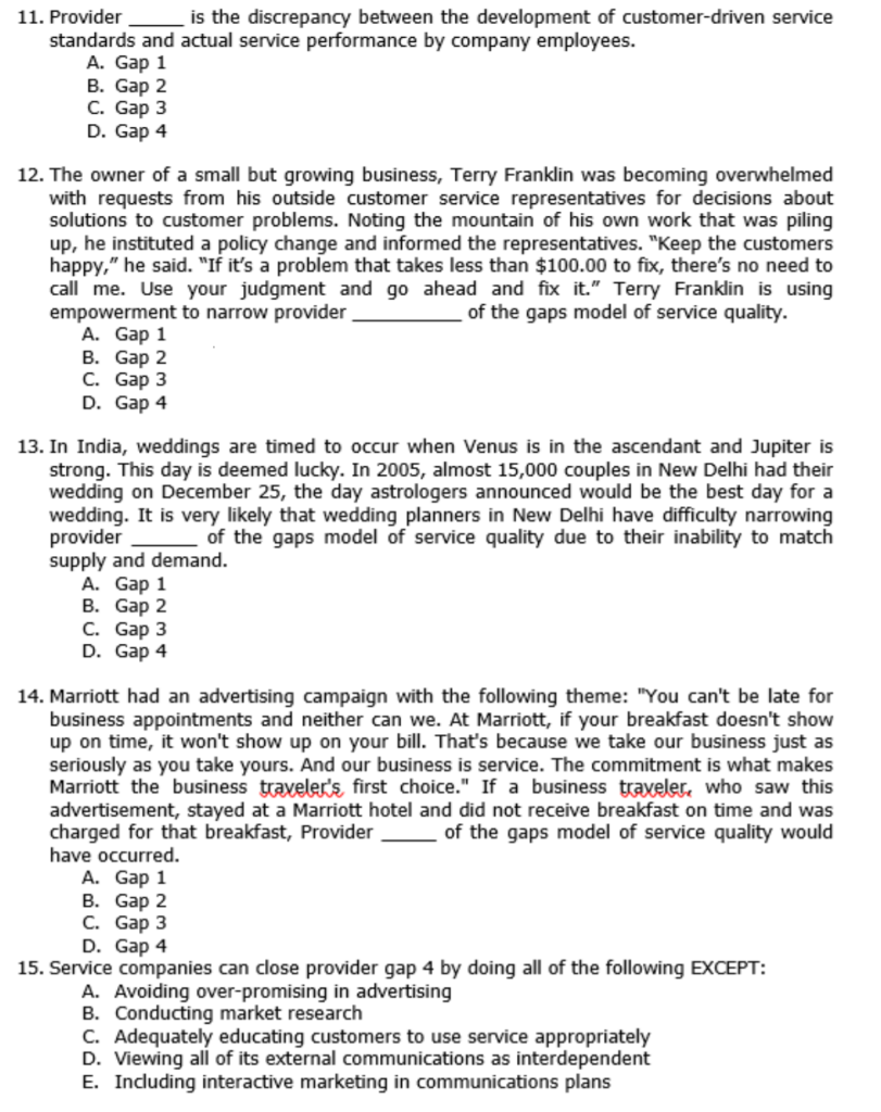 11. Provider is the discrepancy between the