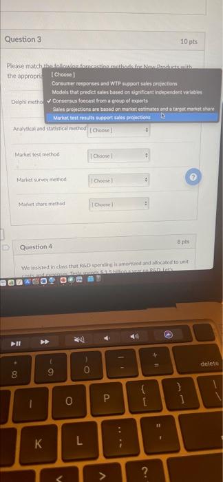 Question 3 10 pts Please match the following