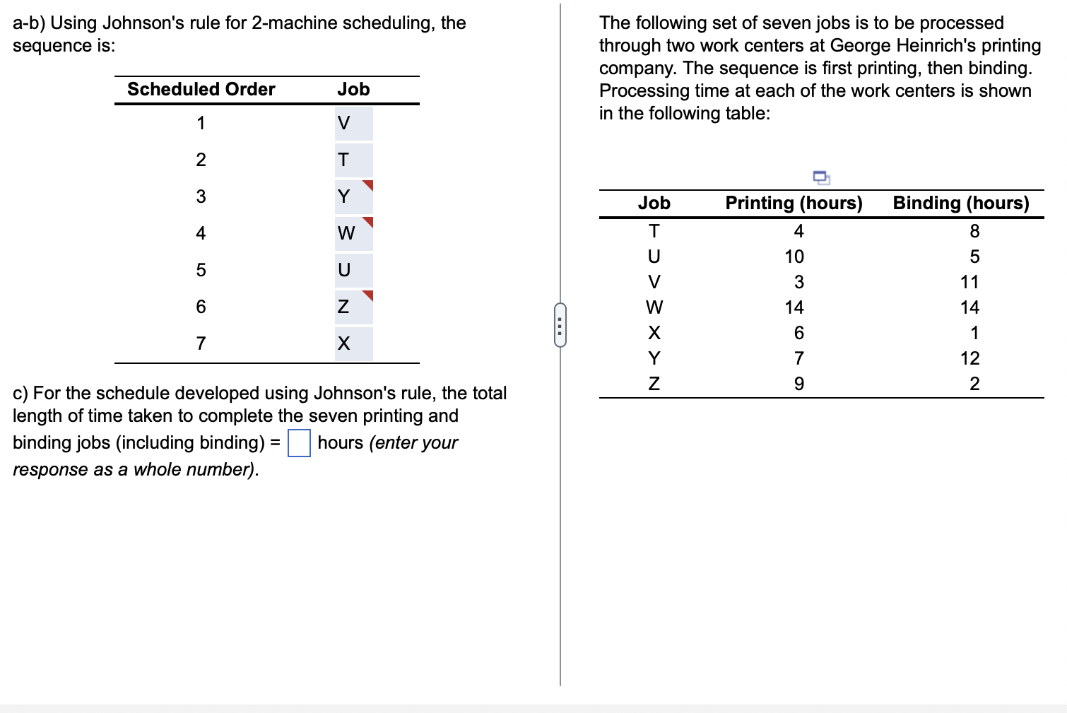 a - b ) Using Johnson's rule for 2 - machine