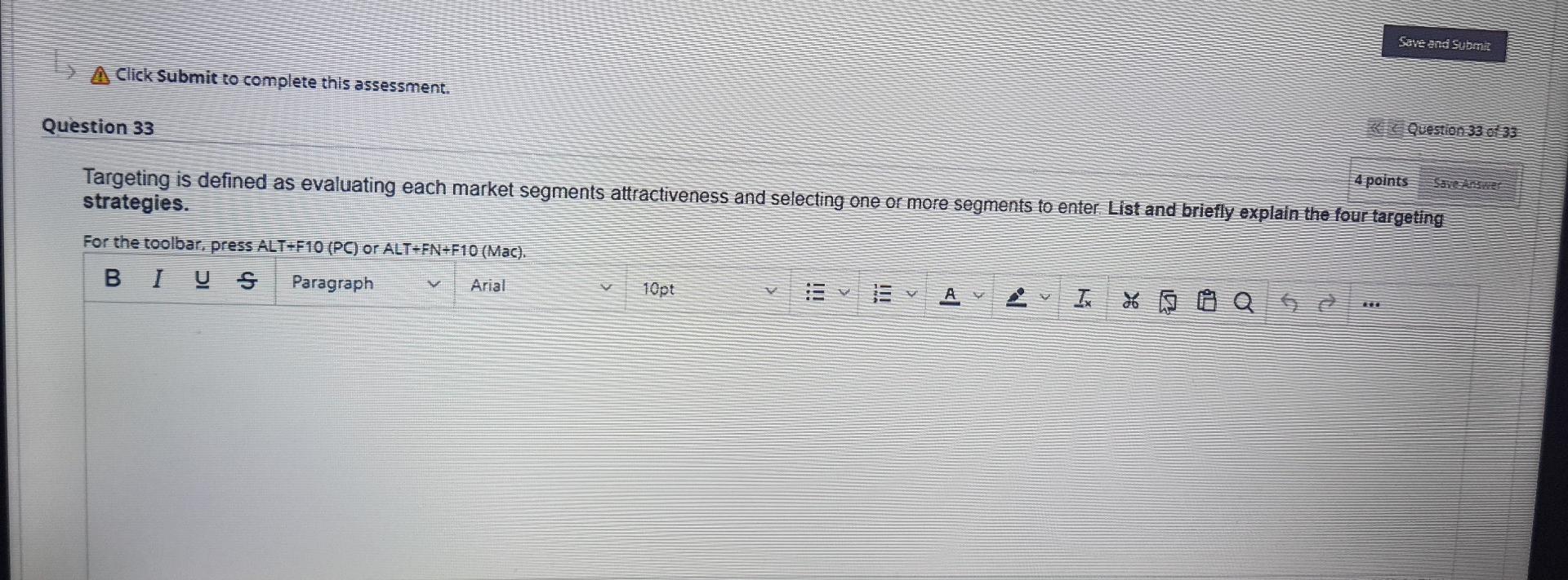 eassay please Save and Subm A Click Submit to