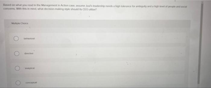 Based on what you read in the Management Action