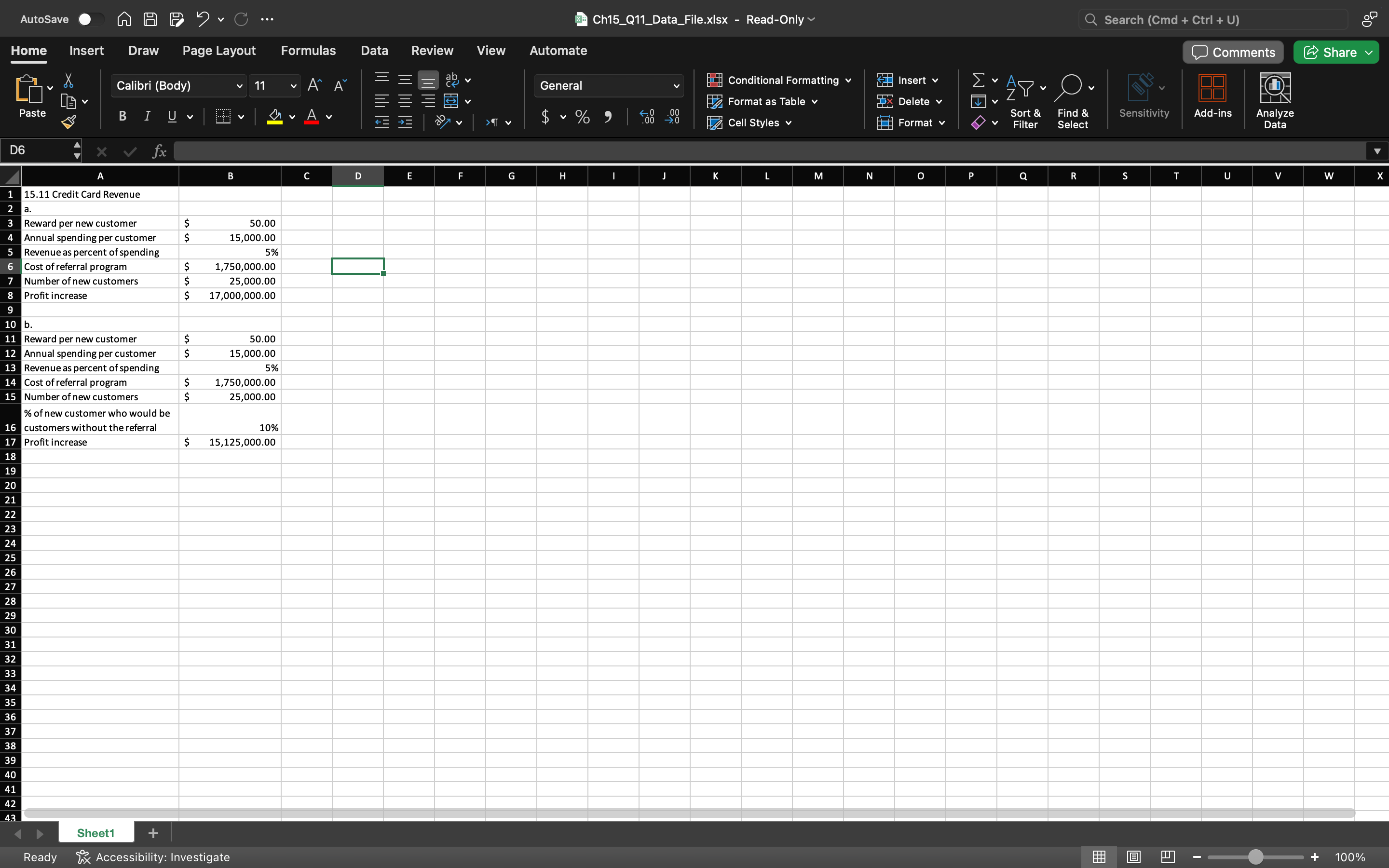 Click here for the Excel Data File a . Use the