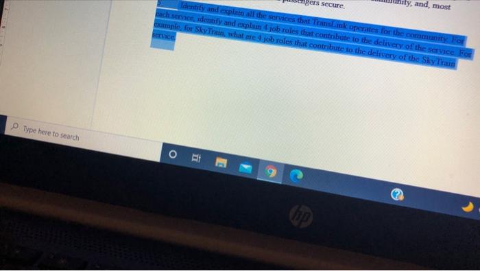 identify and explain all the services that