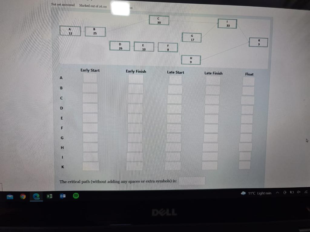 Not yet answered Marked out of 26.00 30 33 A 25 G