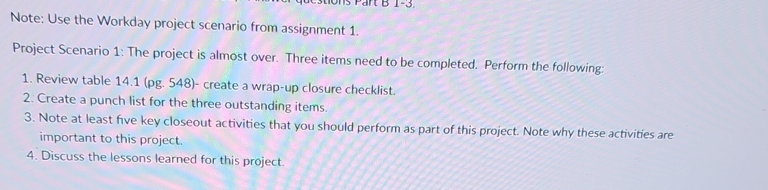 Note: Use the Workday project scenario from