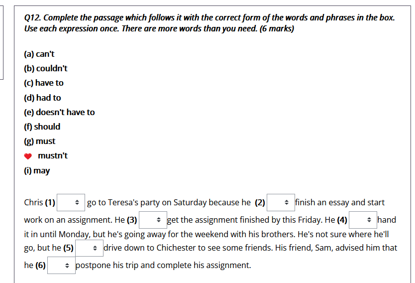 Q12. Complete the passage which follows it with
