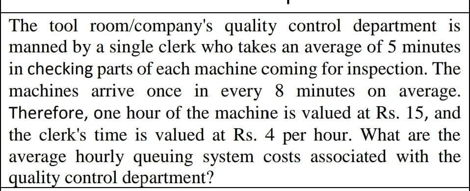 The tool room/company's quality control