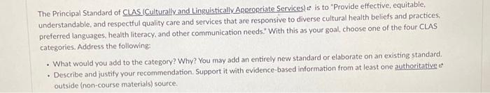 help The Principal Standard of CLAS (Culturally