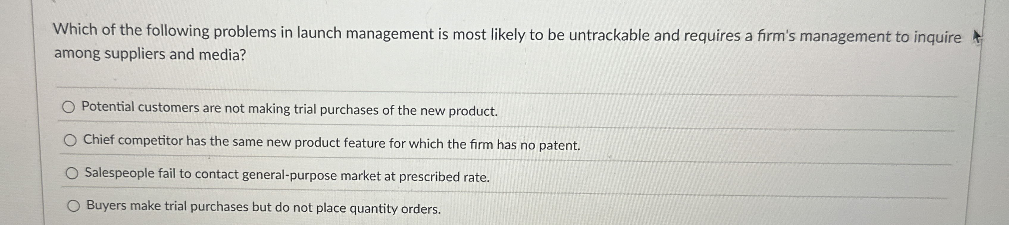 Which of the following problems in launch