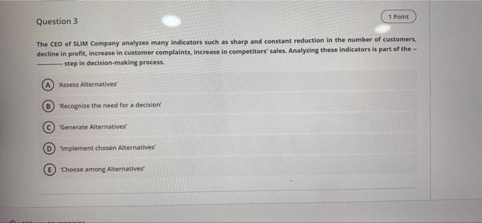 Question 1 1 Point "We aspire to be recognized as
