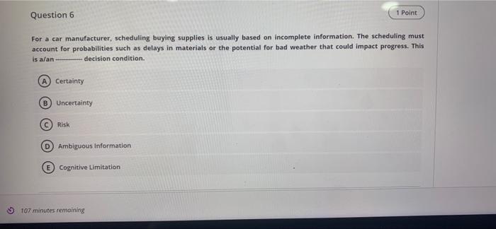 Question 1 1 Point "We aspire to be recognized as