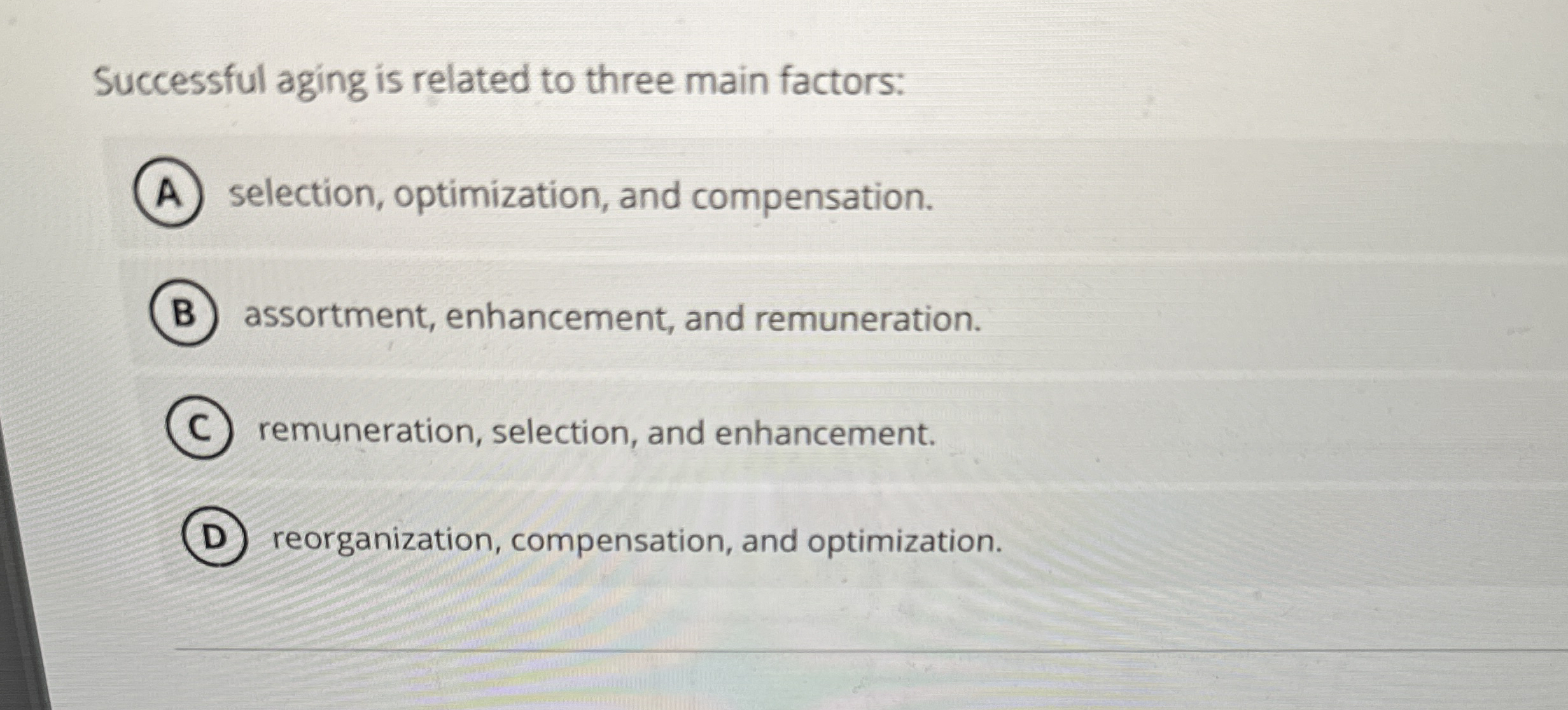 Successful aging is related to three main