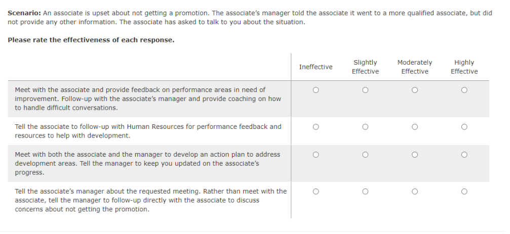 Scenario: An associate is upset about not getting