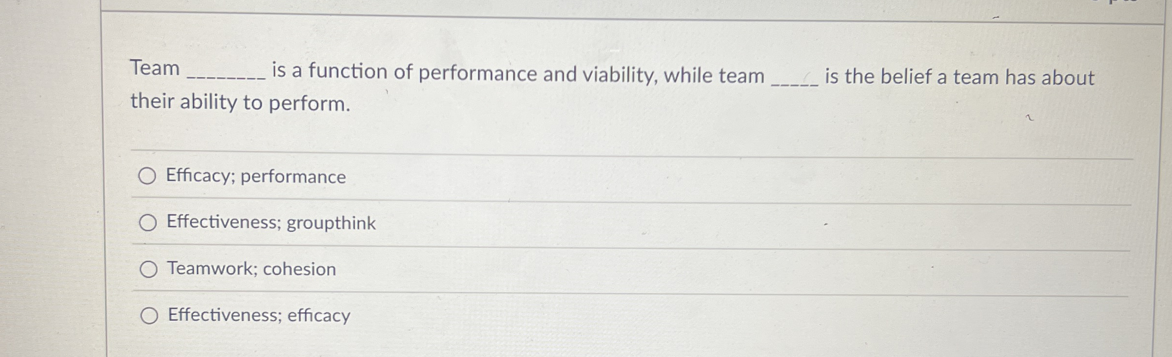 Team q , is a function of performance and