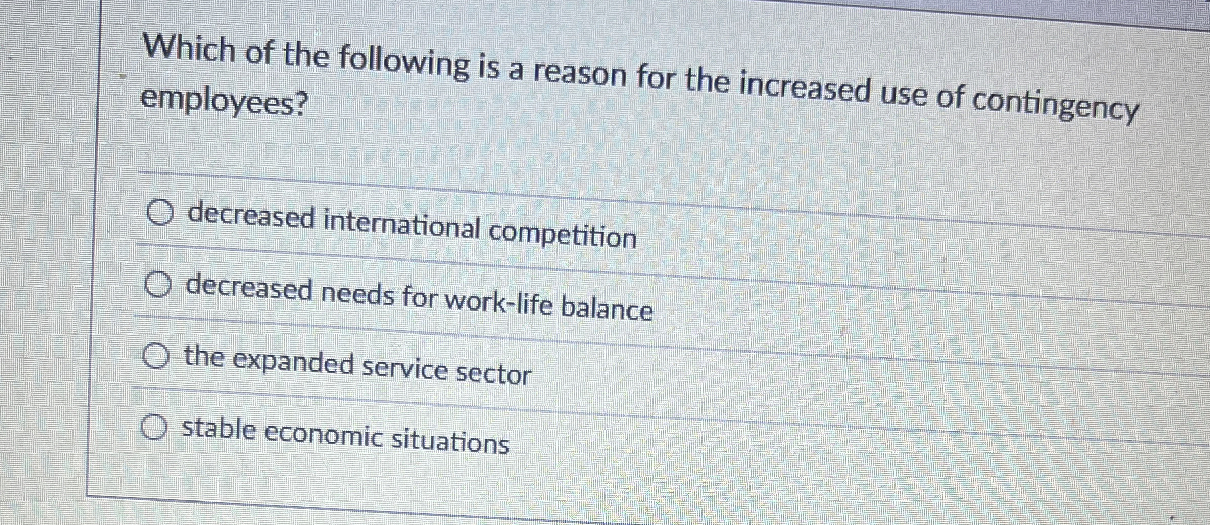 Which of the following is a reason for the