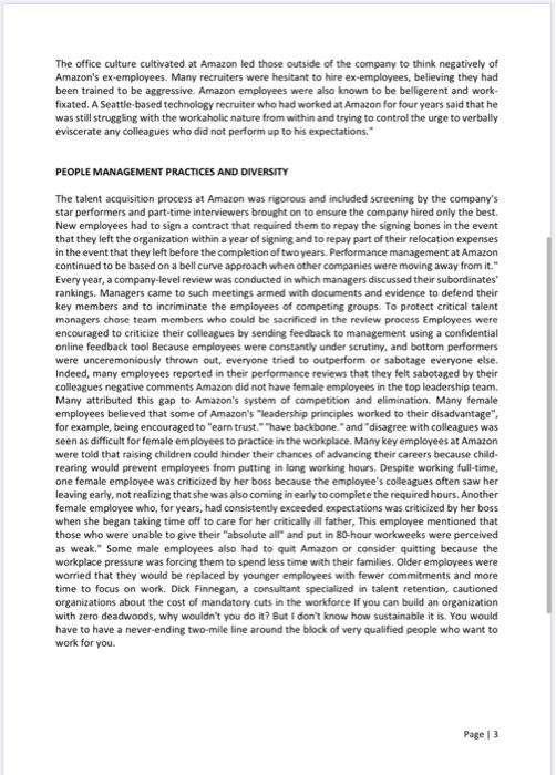 Based on Case study: Amazon as an employer (2016)