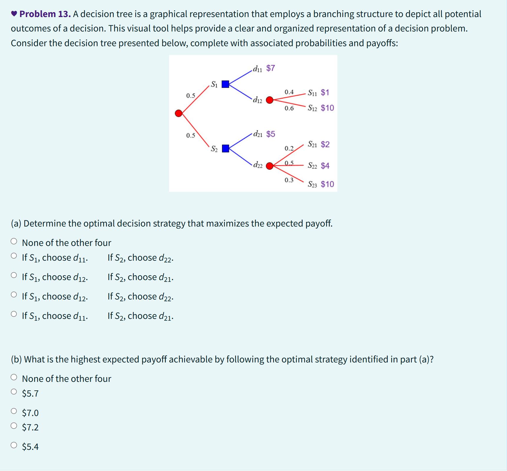 Problem 1 3 . A decision tree i s a graphical