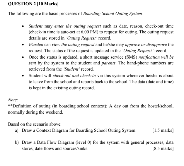QUESTION 2 [10 Marks] The following are the basic