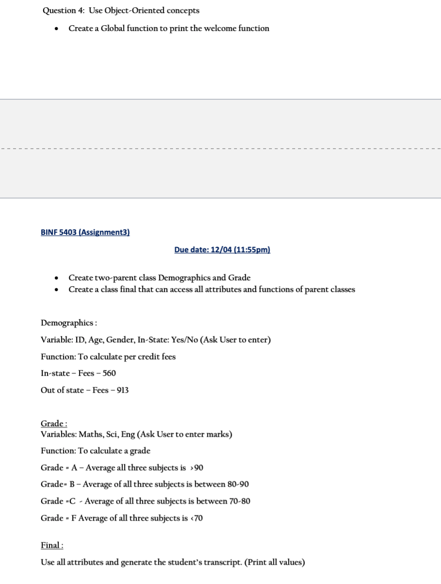 Question 1: Create 2D array and get following