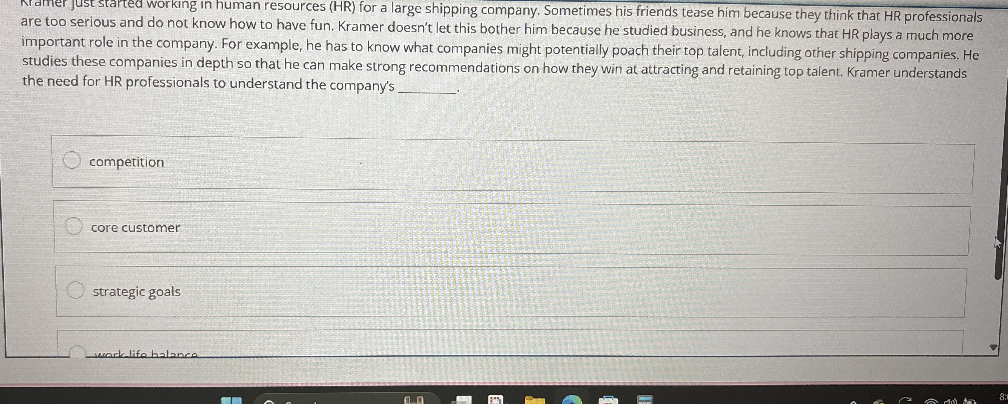 Nramer Just started workIng in human resources (