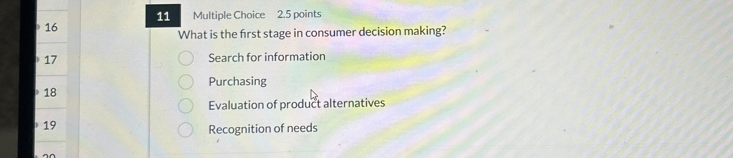 1 1 Multiple Choice 2 . 5 points What is the