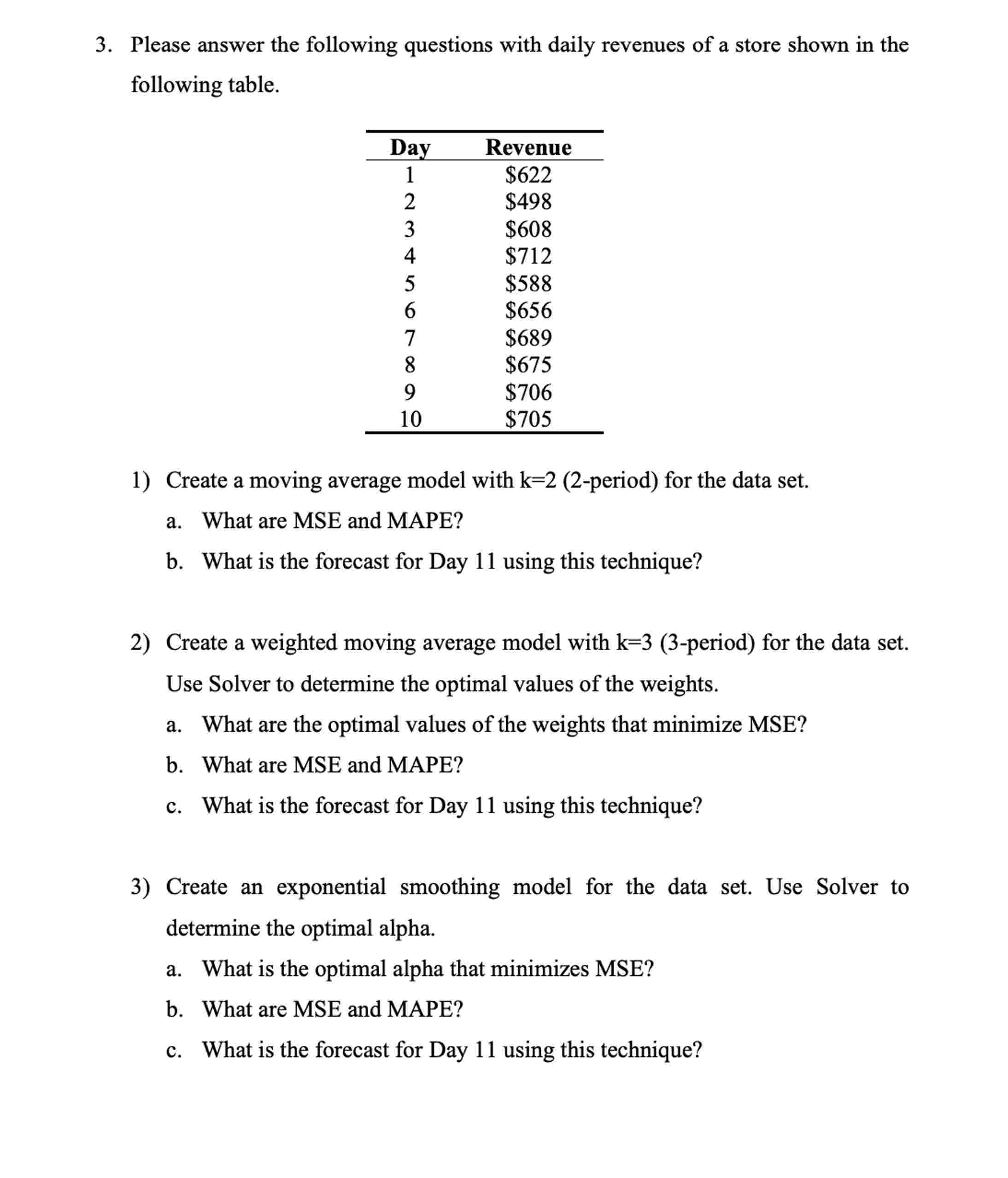 3 . Please answer the following questions with