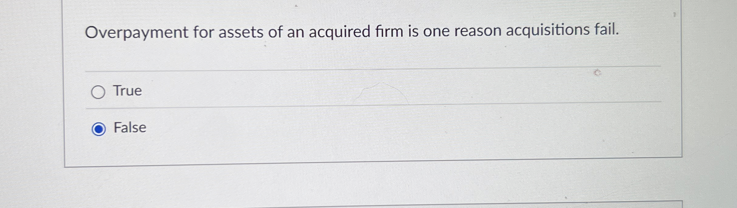 Overpayment for assets of an acquired firm is one