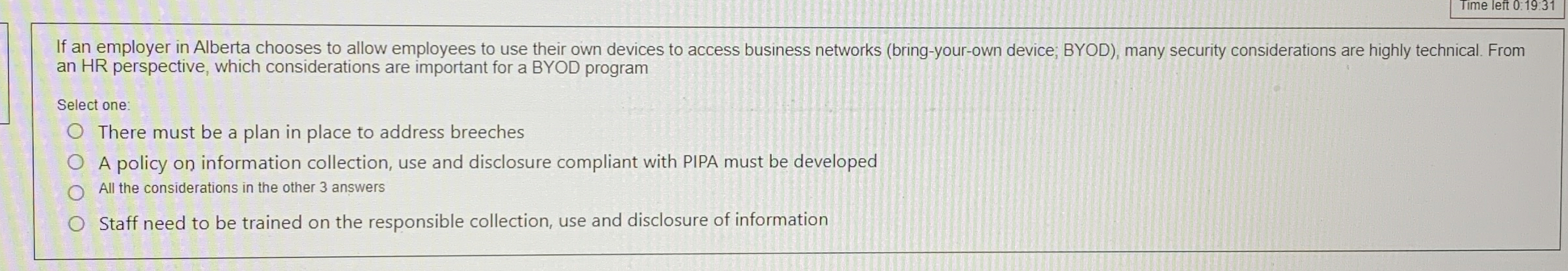 Time left 0 : 1 9 : 3 1 If an employer in Alberta