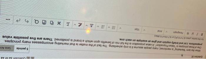 Question 32 OT 35 5 points Save Ans Question When