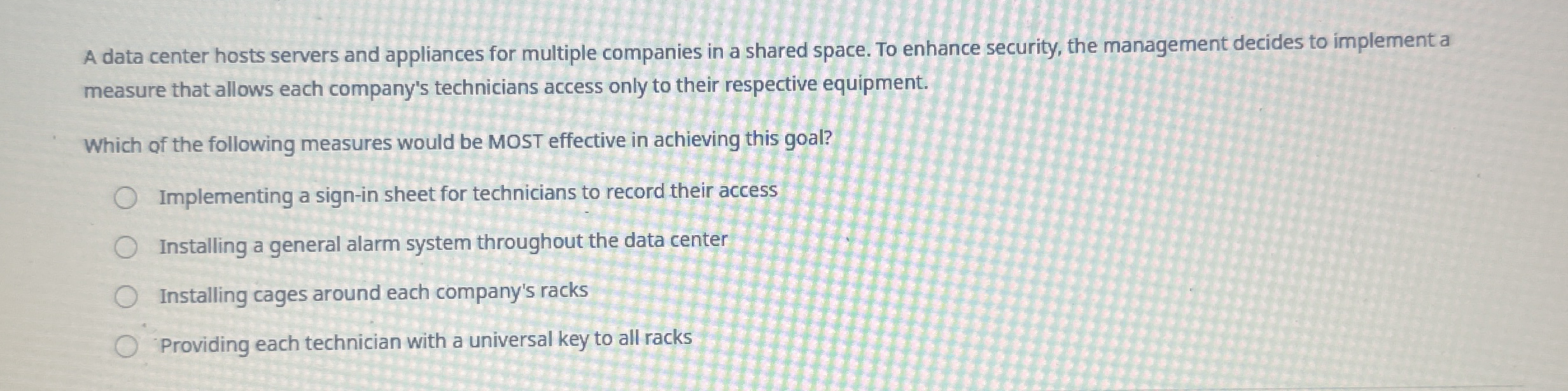 A data center hosts servers and appliances for