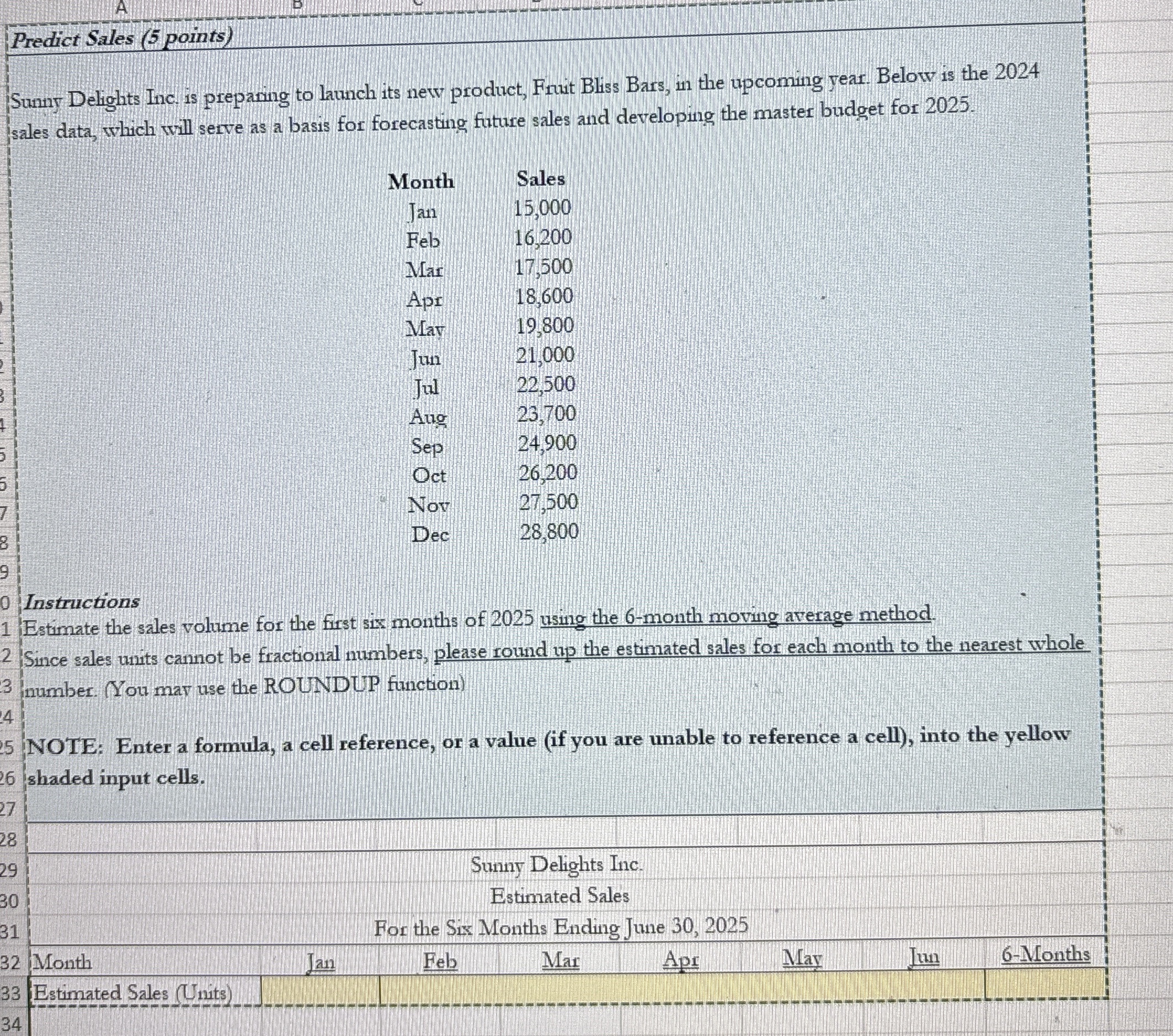 Predict Sales ( 5 points ) Sunny Delights Inc. is