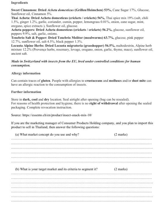 (10 marks) 6. Consider this product description.