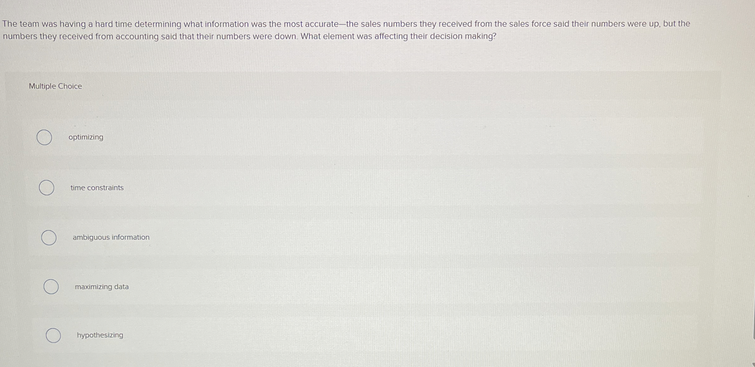 The team was having a hard time determining what