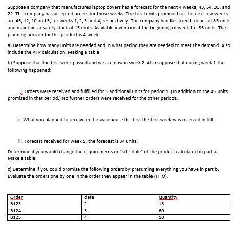 Suppose a company that manufactures laptop covers