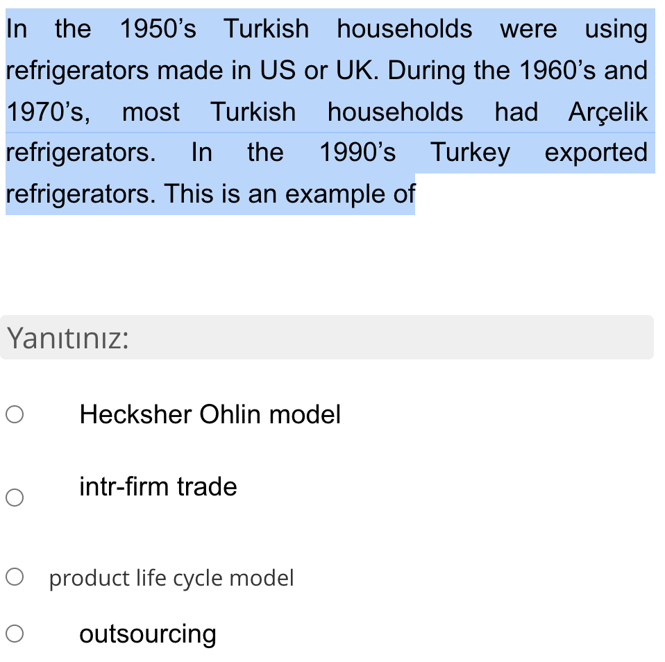 In the 1950's Turkish households were using