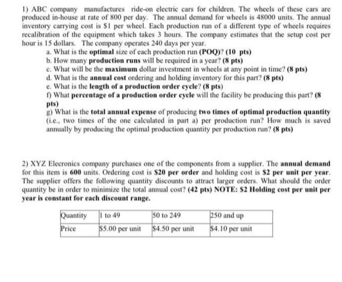 question 2 please 1) ABC company manufactures